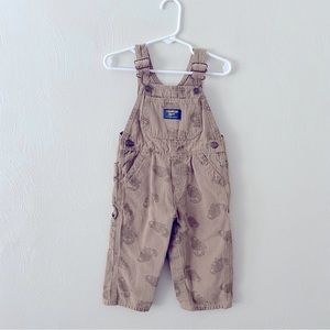 OshKosh B’gosh Khaki Dinosaur Bib Overalls Size 18 months